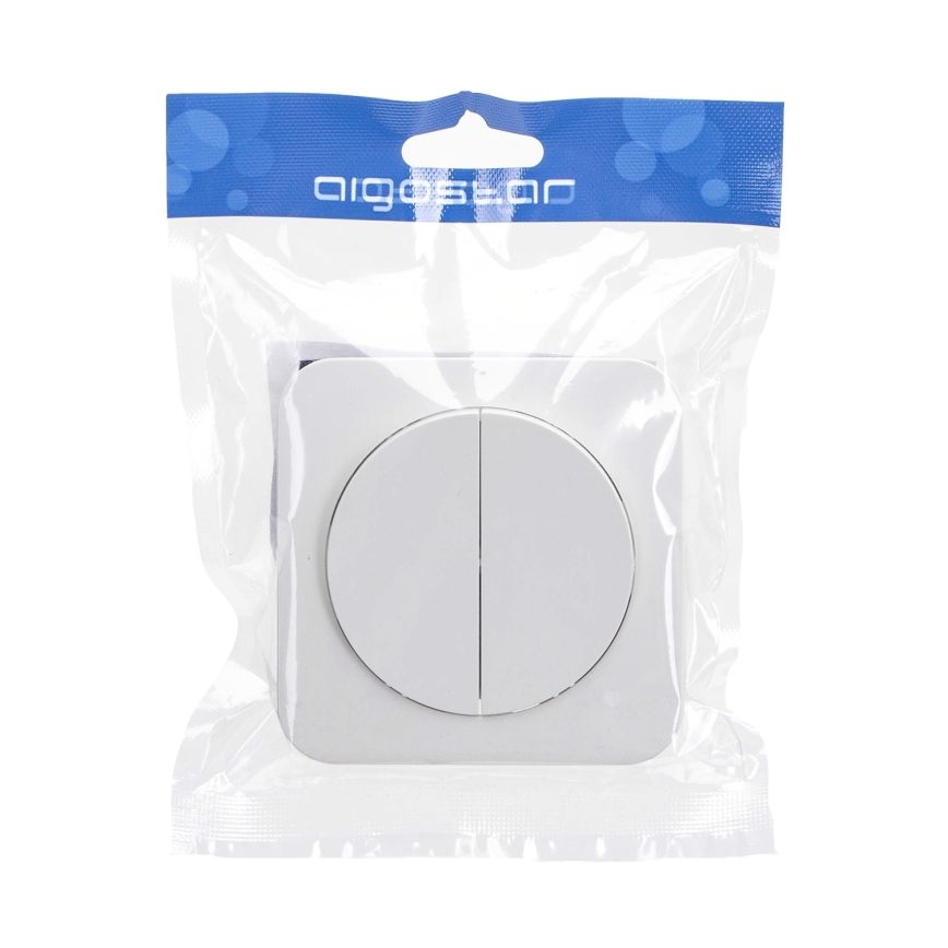 Aigostar - Interruptor doble con marco n.º 6, blanco