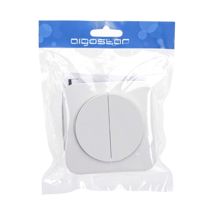 Aigostar - Interruptor doble con marco n.º 7, blanco