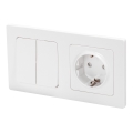 Aigostar - Interruptor doble n.º 1 y enchufe SCHUKO 250V con marco blanco