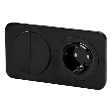 Aigostar - Interruptor doble n.º 5 y enchufe SCHUKO 230 V con marco negro