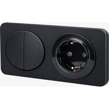 Aigostar - Interruptor doble n.º 5 y enchufe SCHUKO 230V con marco, negro