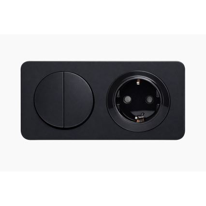 Aigostar - Interruptor doble n.º 5 y enchufe SCHUKO 230V con marco, negro