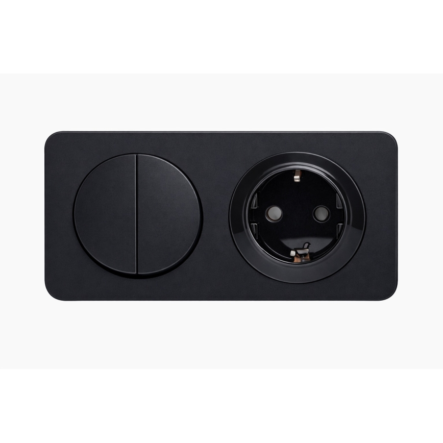 Aigostar - Interruptor doble n.º 5 y enchufe SCHUKO 230V con marco, negro