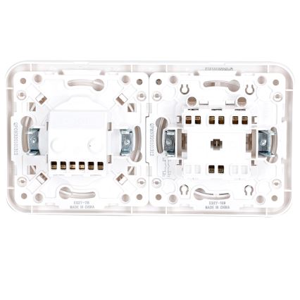 Aigostar - Interruptor doble n.º 5 y toma de corriente SCHUKO 230 V con marco blanco