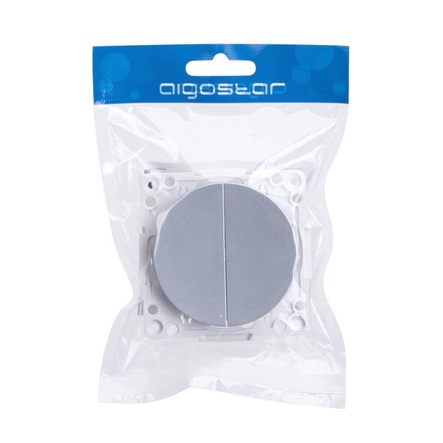 Aigostar - Interruptor doble sin marco č. 5 plateado