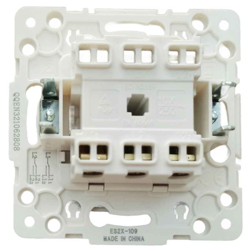 Aigostar - Interruptor doble sin marco n.º 1 plateado