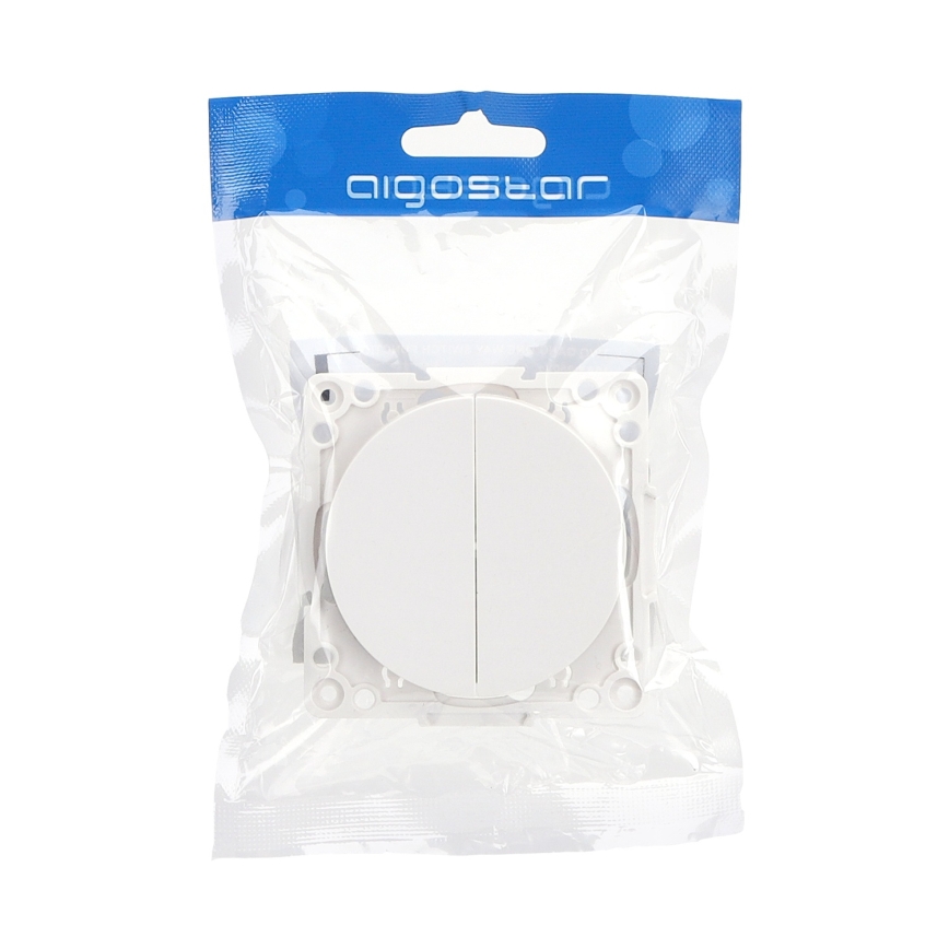 Aigostar - Interruptor doble sin marco n.º 5 blanco