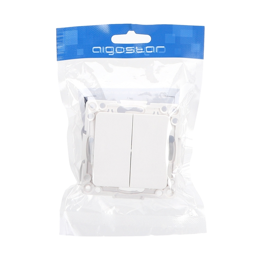 Aigostar - Interruptor doble sin marco n.º 6+6 blanco