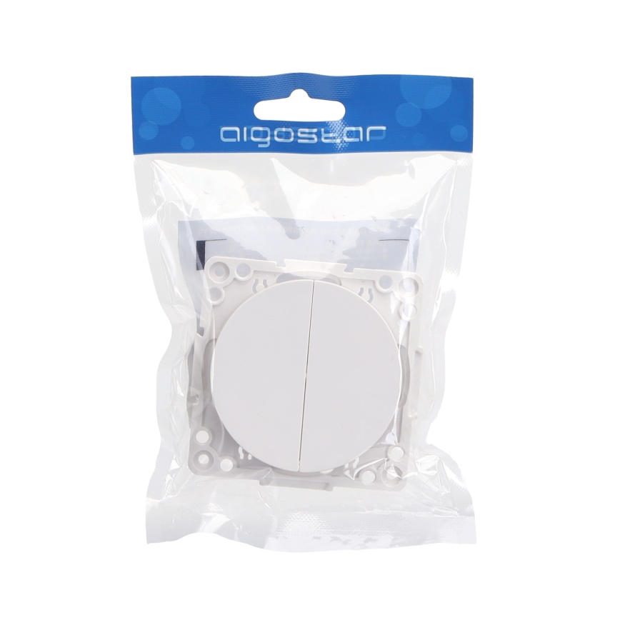 Aigostar - Interruptor doble sin marco n.º 6+6 blanco