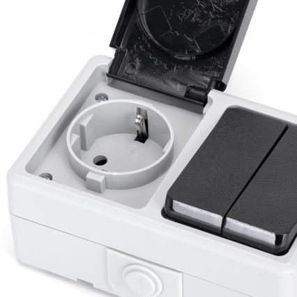 Aigostar - Interruptor doméstico para corriente alterna con toma de corriente 250V/16A IP54