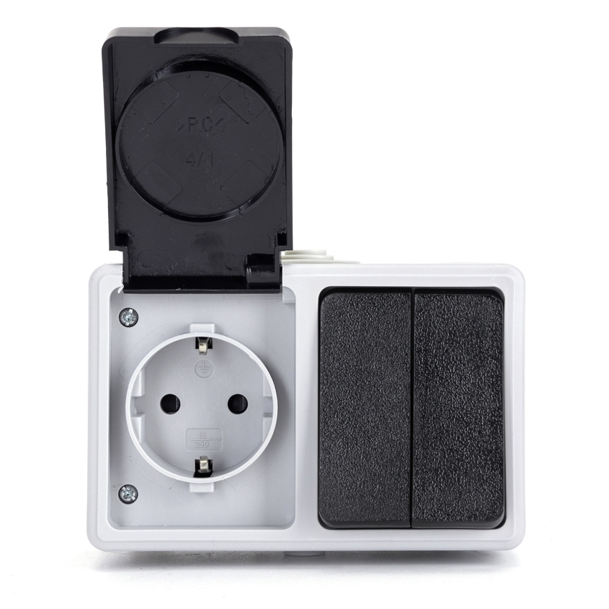 Aigostar - Interruptor doméstico para corriente alterna con toma de corriente 250V/16A IP54