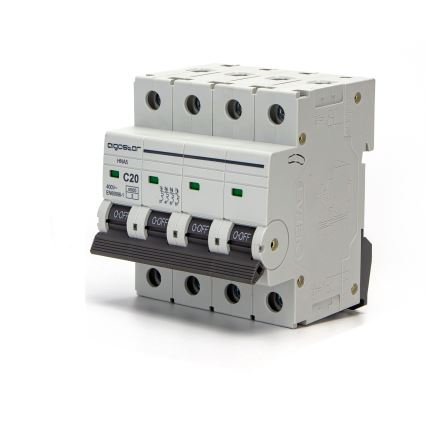 Aigostar - Interruptor magnetotérmico 4 polos (4P) 20 A, curva C, 400 V