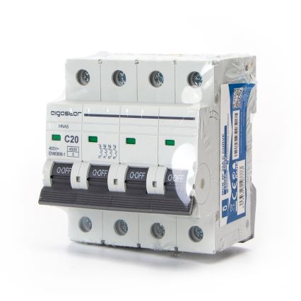 Aigostar - Interruptor magnetotérmico 4 polos (4P) 20 A, curva C, 400 V