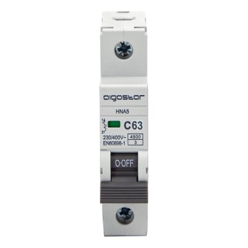 Aigostar - Interruptor magnetotérmico monofásico 1P-63A-C 230-400V