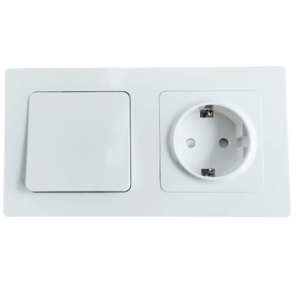 Aigostar - Interruptor simple č. 1 y enchufe SCHUKO 250V con marco blanco