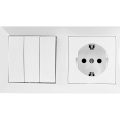 Aigostar - Interruptor triple n.º 3 y enchufe SCHUKO 230 V con marco blanco