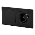 Aigostar - Interruptor unipolar n.º 1 y enchufe SCHUKO 230 V con marco negro