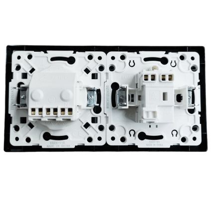 Aigostar - Interruptor unipolar n.º 1 y enchufe SCHUKO 230 V con marco negro
