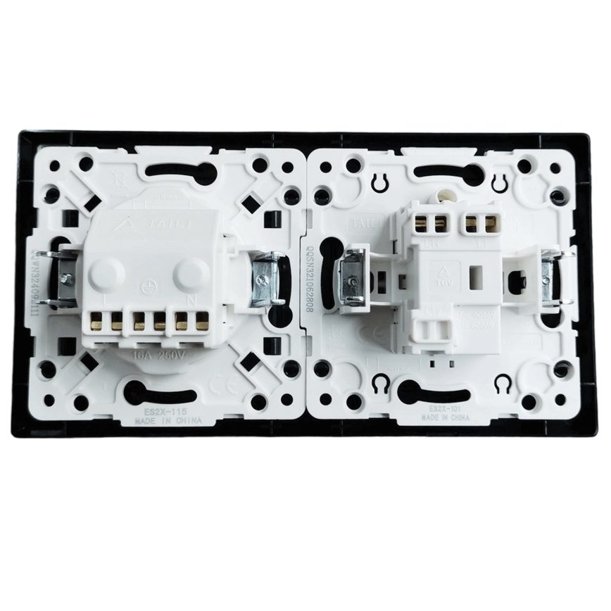 Aigostar - Interruptor unipolar n.º 1 y enchufe SCHUKO 230 V con marco negro