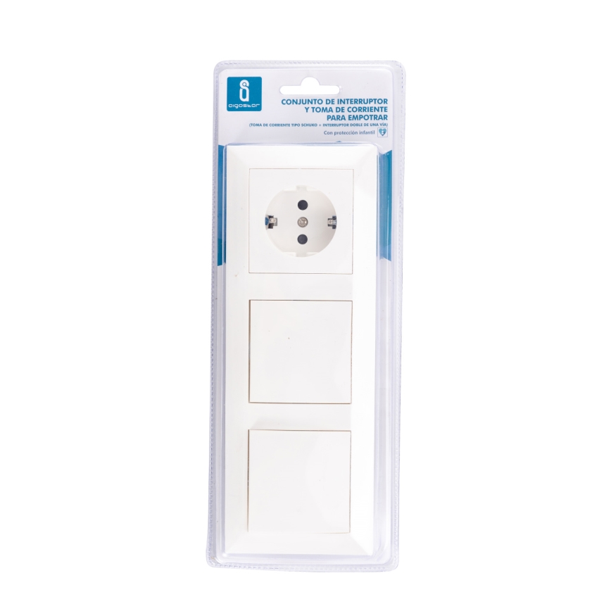 Aigostar - Juego de 2 interruptores domésticos con enchufe SCHUKO 1x16A/250V