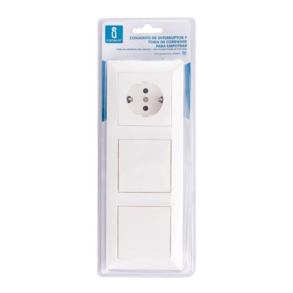 Aigostar - Juego de 2 interruptores domésticos con enchufe Schuko 1x16A/250V