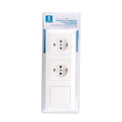 Aigostar - Juego de 2 tomas de corriente domésticas con interruptor 2x16A/250V SCHUKO