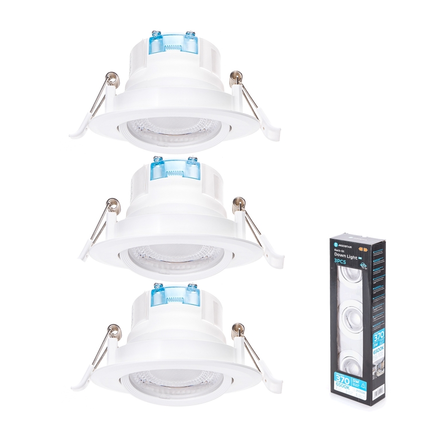 Aigostar - Juego de 3 focos empotrables LED/5W/230V 6500K Ø 8,5 cm blanco
