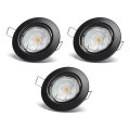 Aigostar - Juego de 3 luminarias empotrables LED 1xGU10/4,5W/230V 3000K negro