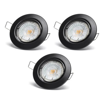 Aigostar - Juego de 3 luminarias empotrables LED 1xGU10/4,5W/230V 3000K negro