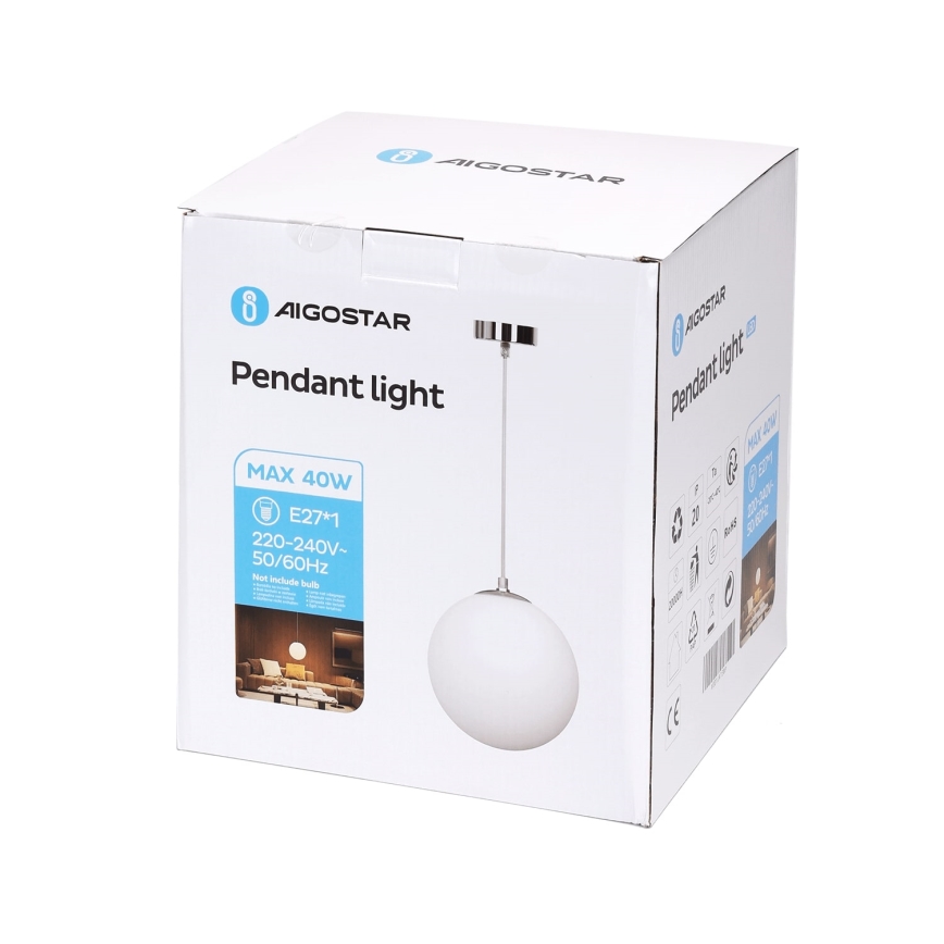 Aigostar - Lámpara colgante con cable 1xE27/40W/230V, Ø 20 cm
