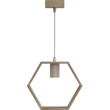 Aigostar - Lámpara colgante de madera con cable 1xE27/60W/230V pino