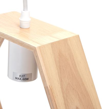 Aigostar - Lámpara colgante de madera con cable 1xE27/60W/230V pino