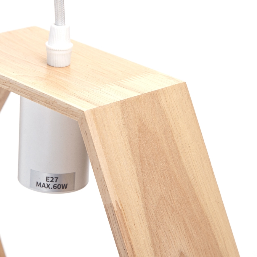 Aigostar - Lámpara colgante de madera con cable 1xE27/60W/230V pino