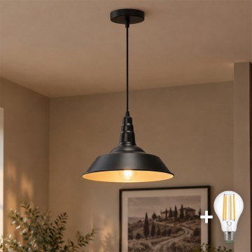 Aigostar - Lámpara colgante LED con cable 1xE27/60W/230V Ø 36 cm negra