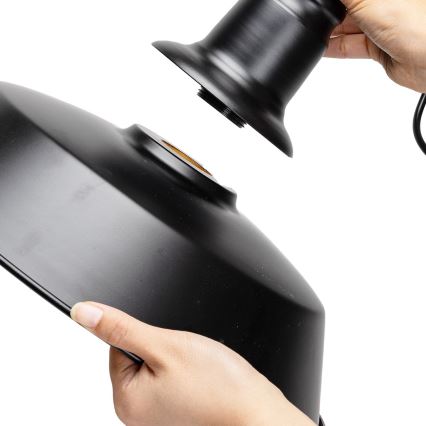 Aigostar - Lámpara colgante LED con cable 1xE27/60W/230V Ø 36 cm negra