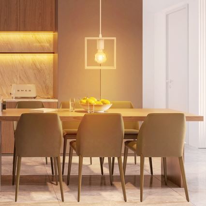 Aigostar - Lámpara colgante LED de madera con cable 1xE27/9W/230V 2200K de pino