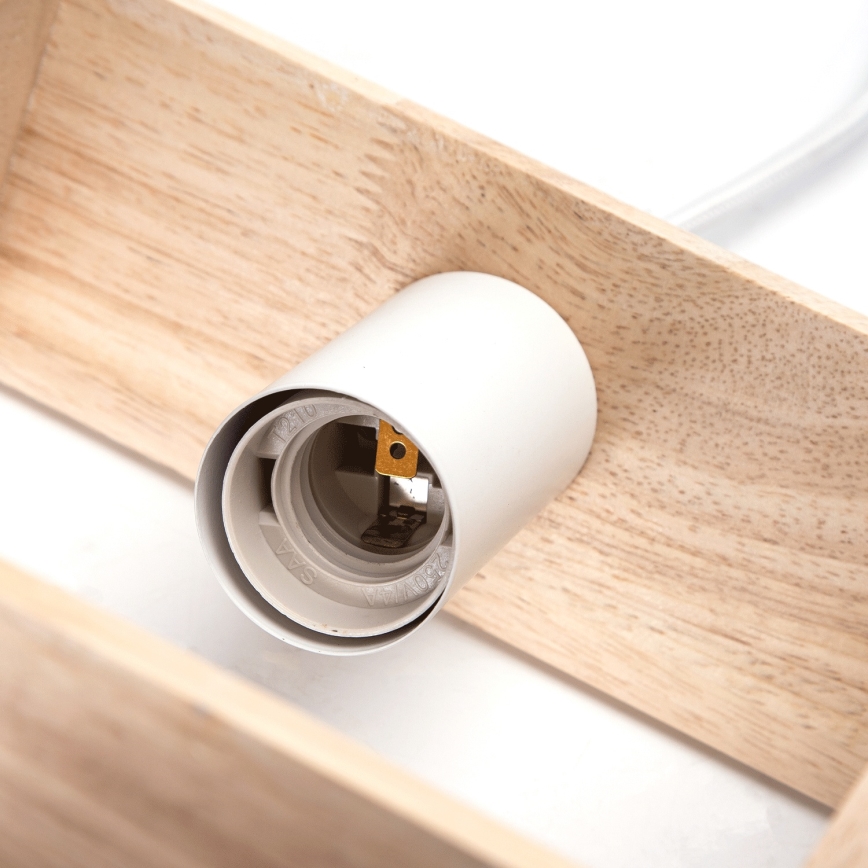 Aigostar - Lámpara colgante LED de madera con cable 1xE27/9W/230V 2200K de pino