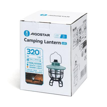 Aigostar - Lámpara de camping portátil recargable y regulable LED/3W/3,7V 1200mAh