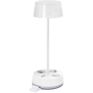 Aigostar - Lámpara de escritorio LED regulable con tomas de corriente y USB LED/4,6W/230V 3000/4000/6500K blanca