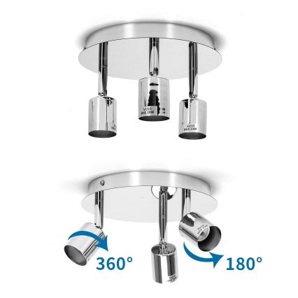 Aigostar - Lámpara de focos orientables 3xGU10/60W/230V cromo brillante