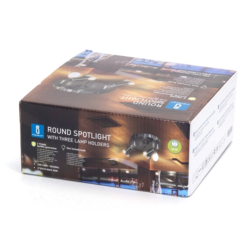 Aigostar - Lámpara de focos orientables 3xGU10/60W/230V cromo brillante