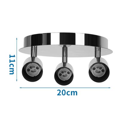 Aigostar - Lámpara de focos orientables 3xGU10/60W/230V cromo brillante