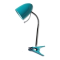 Aigostar - Lámpara de mesa con clip 1xE27/11W/230V azul/cromo brillante