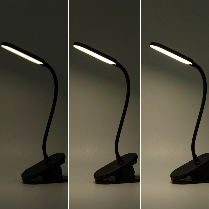 Aigostar - Lámpara de mesa LED regulable con clip LED/2,5W/5V negro