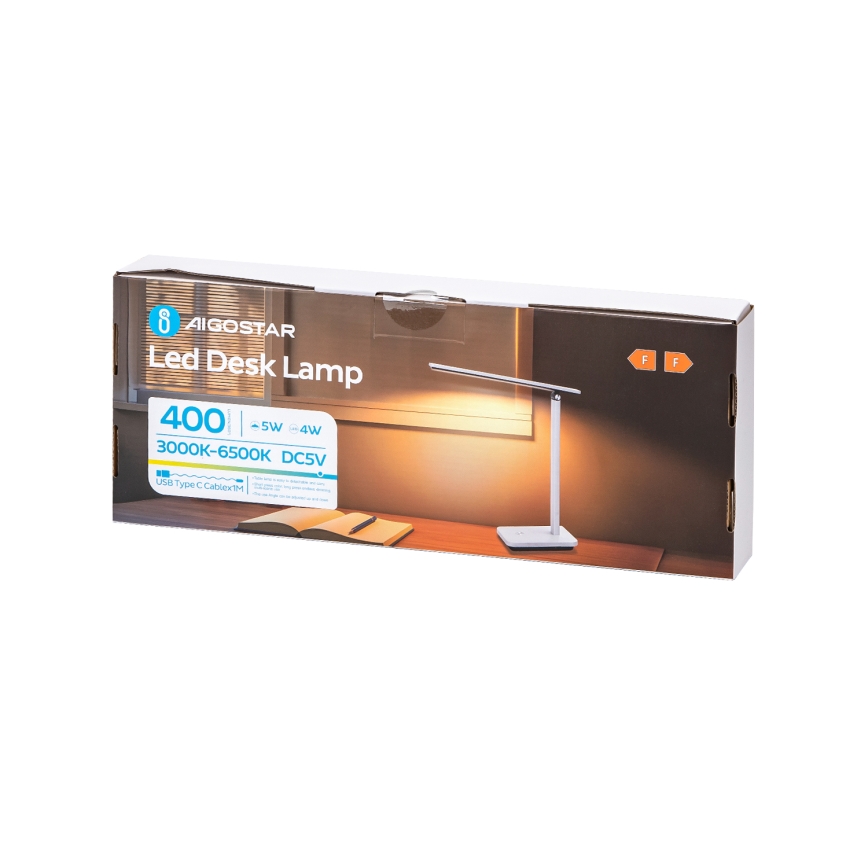 Aigostar - Lámpara de mesa LED regulable LED/5W/5V 3000-6500K blanco/negro