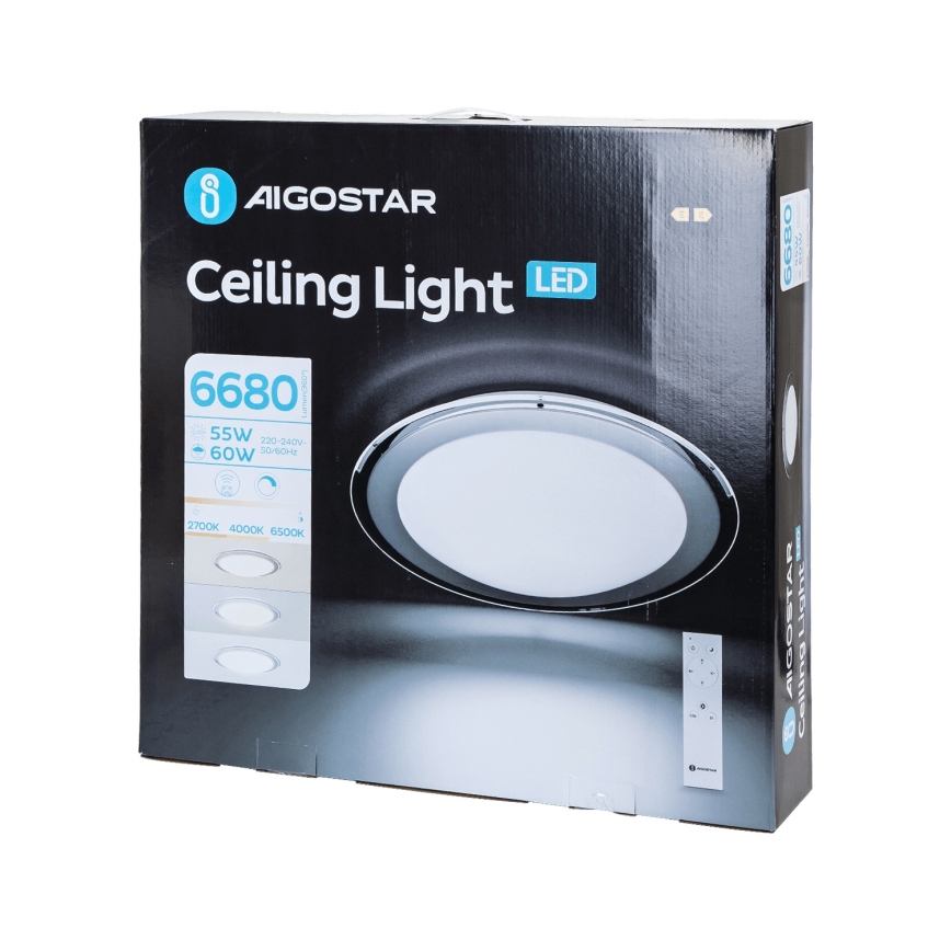 Aigostar - Plafón LED regulable LED/60W/230V 2700-6500K Ø 52,7 cm cromo + mando a distancia