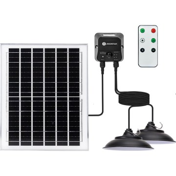 Aigostar - Lámpara solar colgante LED con sensor 2xLED/70W/12V 12000 mAh 6500K diámetro 23,5 cm + mando a distancia