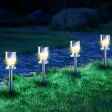 Aigostar - Lámpara solar LED LED/1,2 lm/1,2V 35,5cm cromado mate 2700K IP44 100 mAh