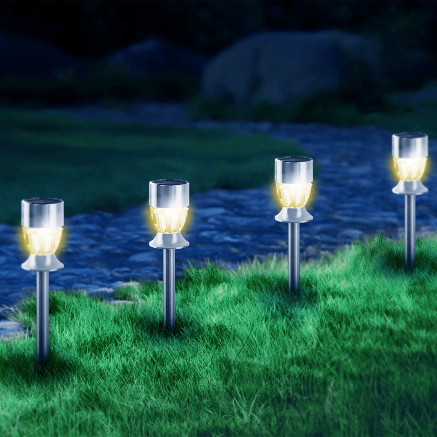 Aigostar - Lámpara solar LED LED/1,2 lm/1,2V 35,5cm cromado mate 2700K IP44 100 mAh