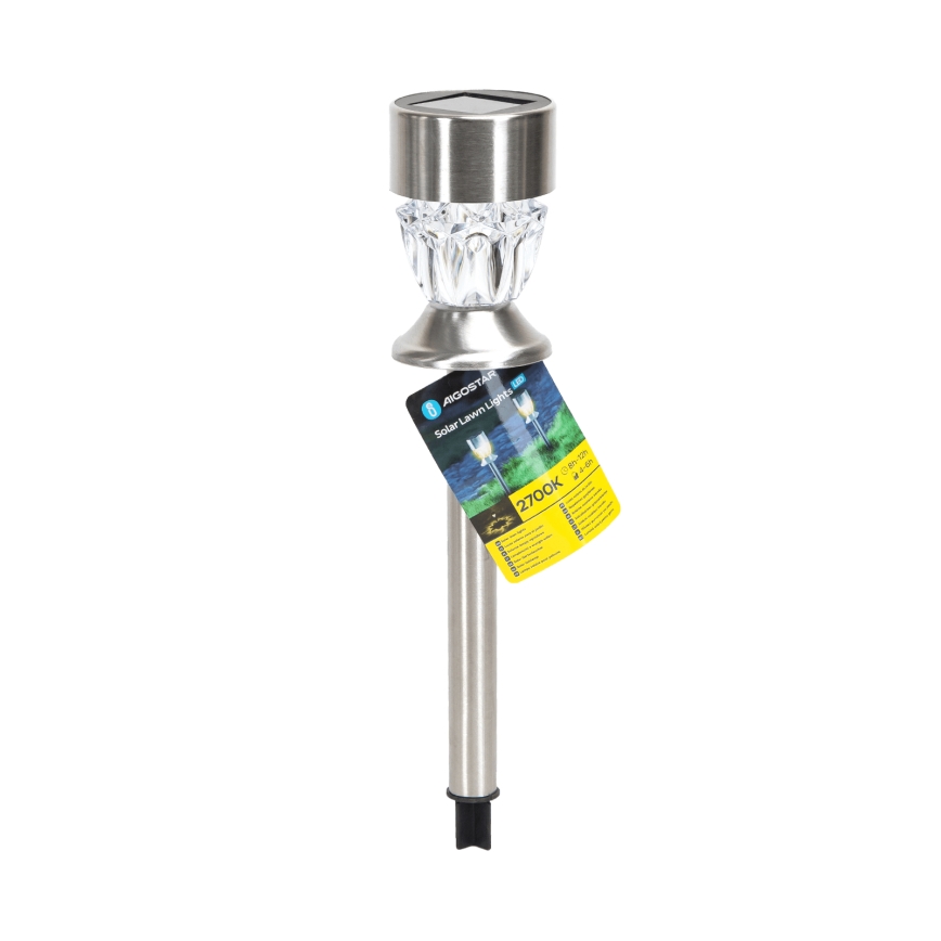 Aigostar - Lámpara solar LED LED/1,2 lm/1,2V 35,5cm cromado mate 2700K IP44 100 mAh